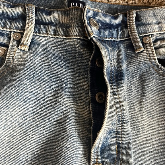 GAP Cone Denim High Rise Straight Crop Jeans Medium Indigo Wash Button Fly Sz 29 - Picture 4 of 11